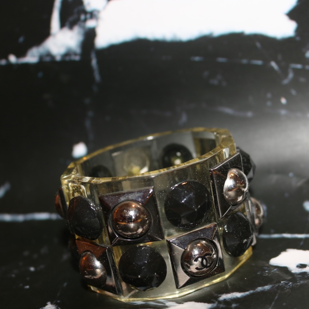 Chanel black & silver cuff